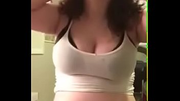 the belly pregnant dancer Blonde enjoys tit massage at a salon